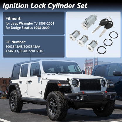 Ignition Lock Cylinder & Door Lock for Jeep Wrangler TJ (1998-2001)