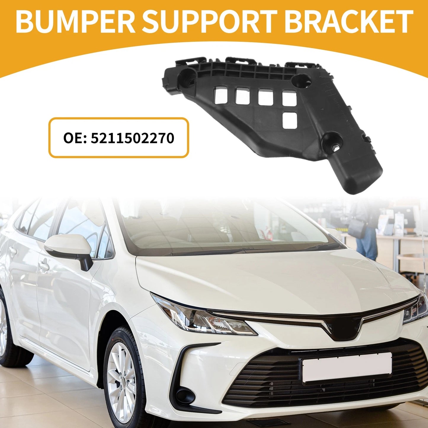 RH Front Bumper Support Bracket for Toyota Corolla (2014-2016) 1 Pc Black