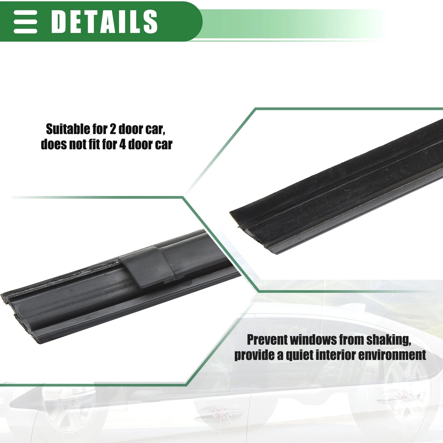 Rear Left Right Door Window Belt Weatherstrip for Toyota Tacoma (2005-2015)