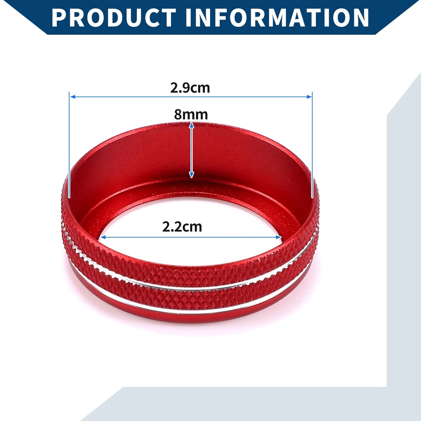 AC Climate Switch Knob Cover Ring for Ford Mustang 2015-2021 Red