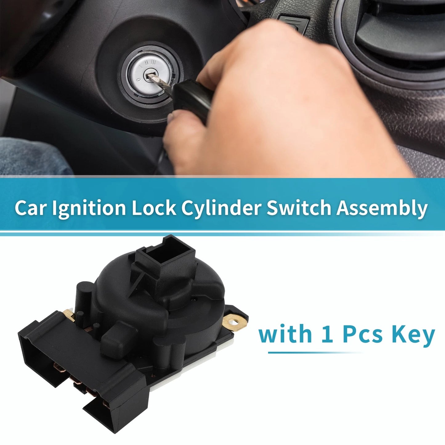 Ignition Lock Cylinder Switch Assembly Black for Chrysler Neon (2000 - 2002)