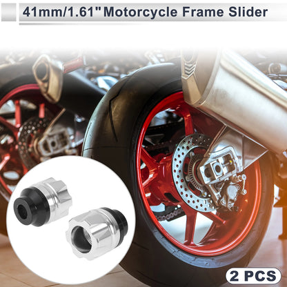 14mm Aluminum Alloy Motorcycle Slider Frame Silver Tone for Motorcycle
