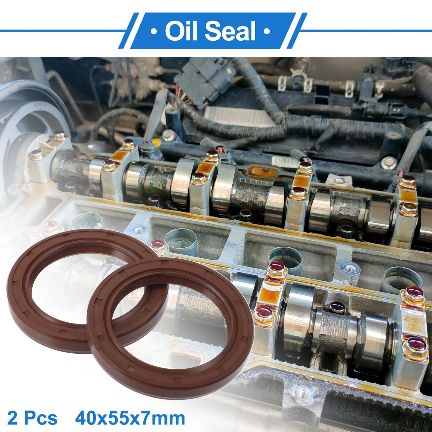 Oil Seal 40x55x7mm Brown 2 Pcs Seal Ring Rotary Shaft Seal FKM Rubber