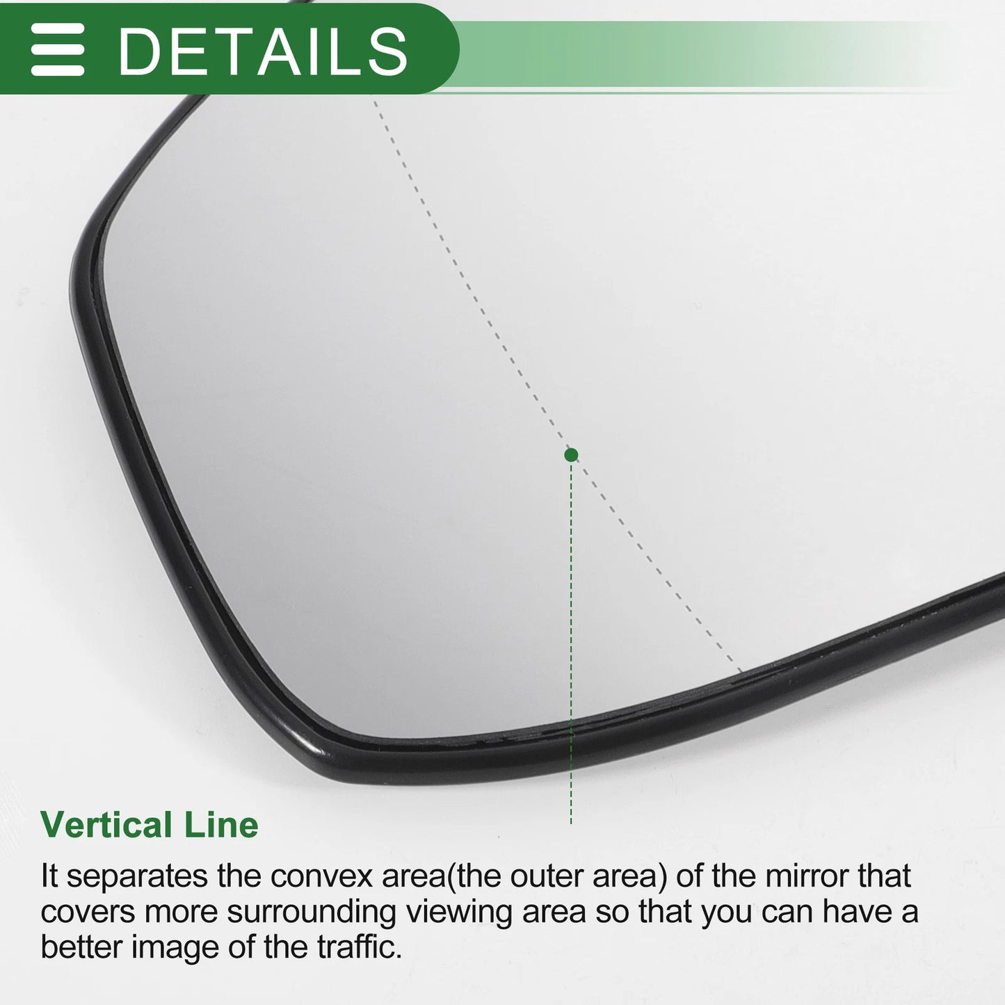 Left Side White Mirror Glass Aspherical Non-Heated for Ford Focus (2000-2018)