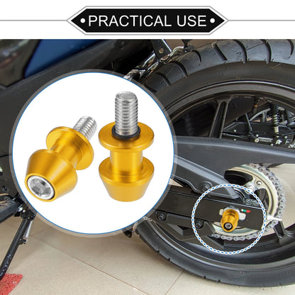1 Pair Swingarm Spools 10mm CNC Gold Tone Sliders for Motorbike