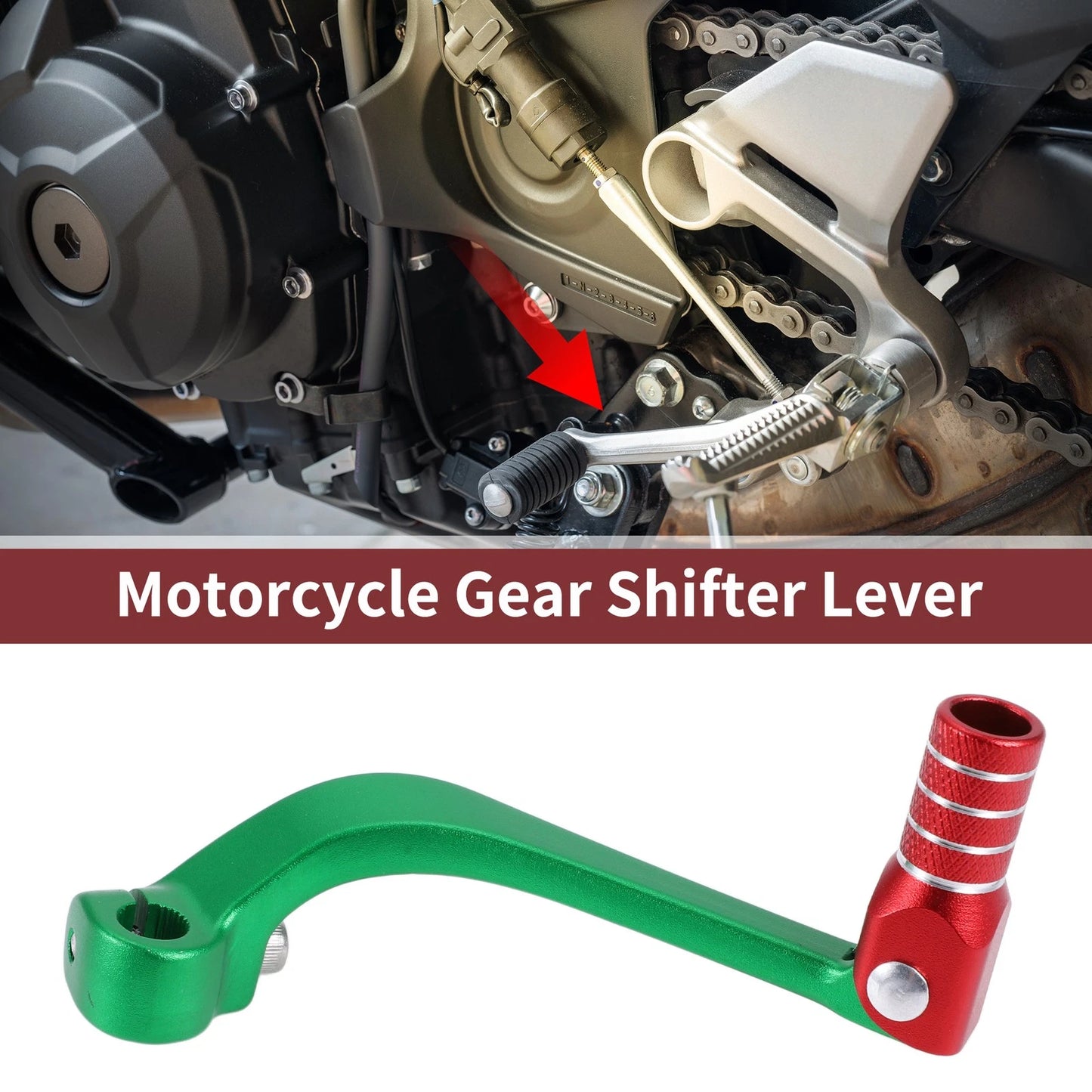Folding Gear Shifter Lever 1 Pc Green Red for Honda CRF110F (2013–2018)
