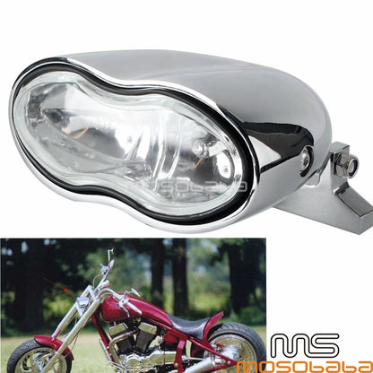 Chrome Universal Wave Dual Hi/Low Beam Headlight for Harley Chopper Softail Dyna