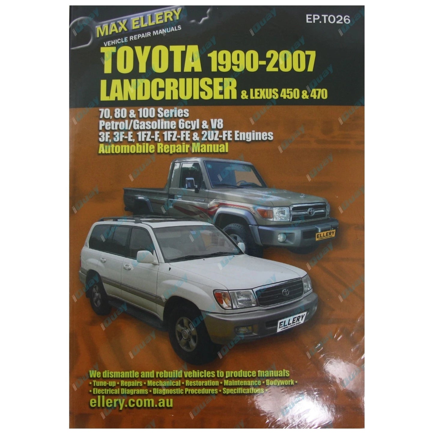 Workshop Repair Manual for Toyota Landcruiser 1990-2007 70 80 100 Series Book