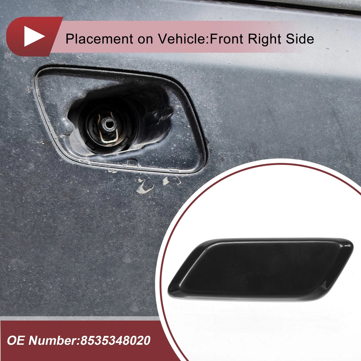 Bumper Headlight Washer Nozzle Cap for Lexus RX350 (2013-2015) Black