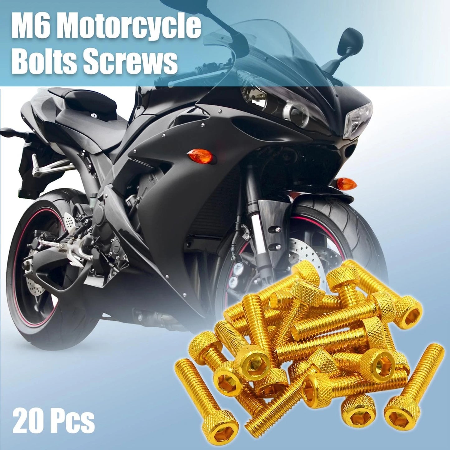 20pcs / M6 x 30mm / Hexagon Socket Fastener Bolts Screws for Motorcycle Car