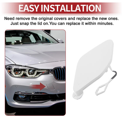 Front Car Bumper Tow Hook Cover for BMW 320i (2016-2018) - White 1 x Cover