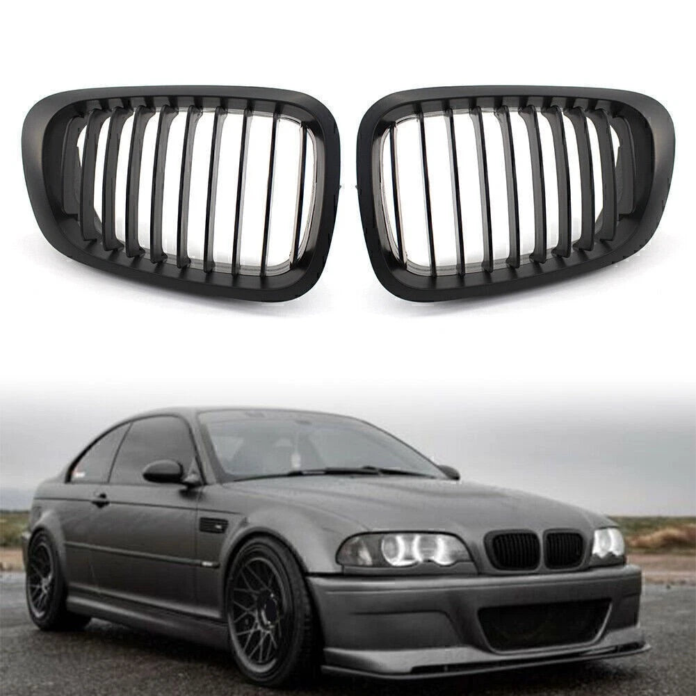 Matte Black Single Slat Front Bumper Grille for BMW 3 Series E46 Coupe/Cabrio (2000-2006)