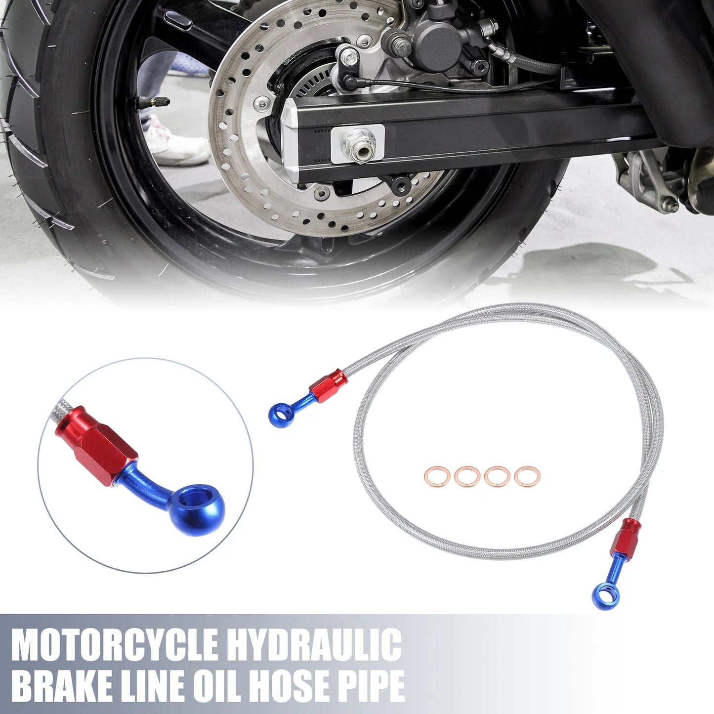 Set 110cm 10mm ID Hydraulic Brake Line Silver Tone for Motorcycle