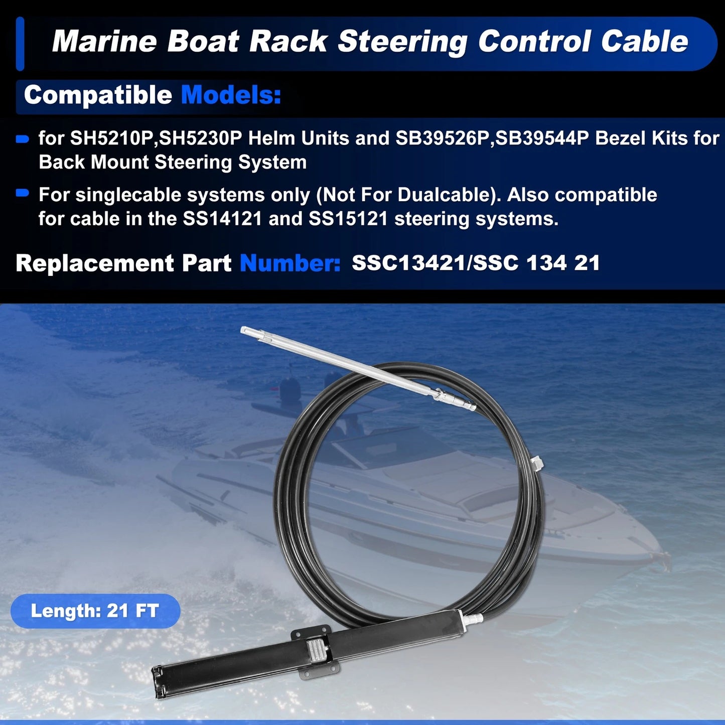 Steering Control Cable 21 Ft Marine Boat Rack for Marine Boat