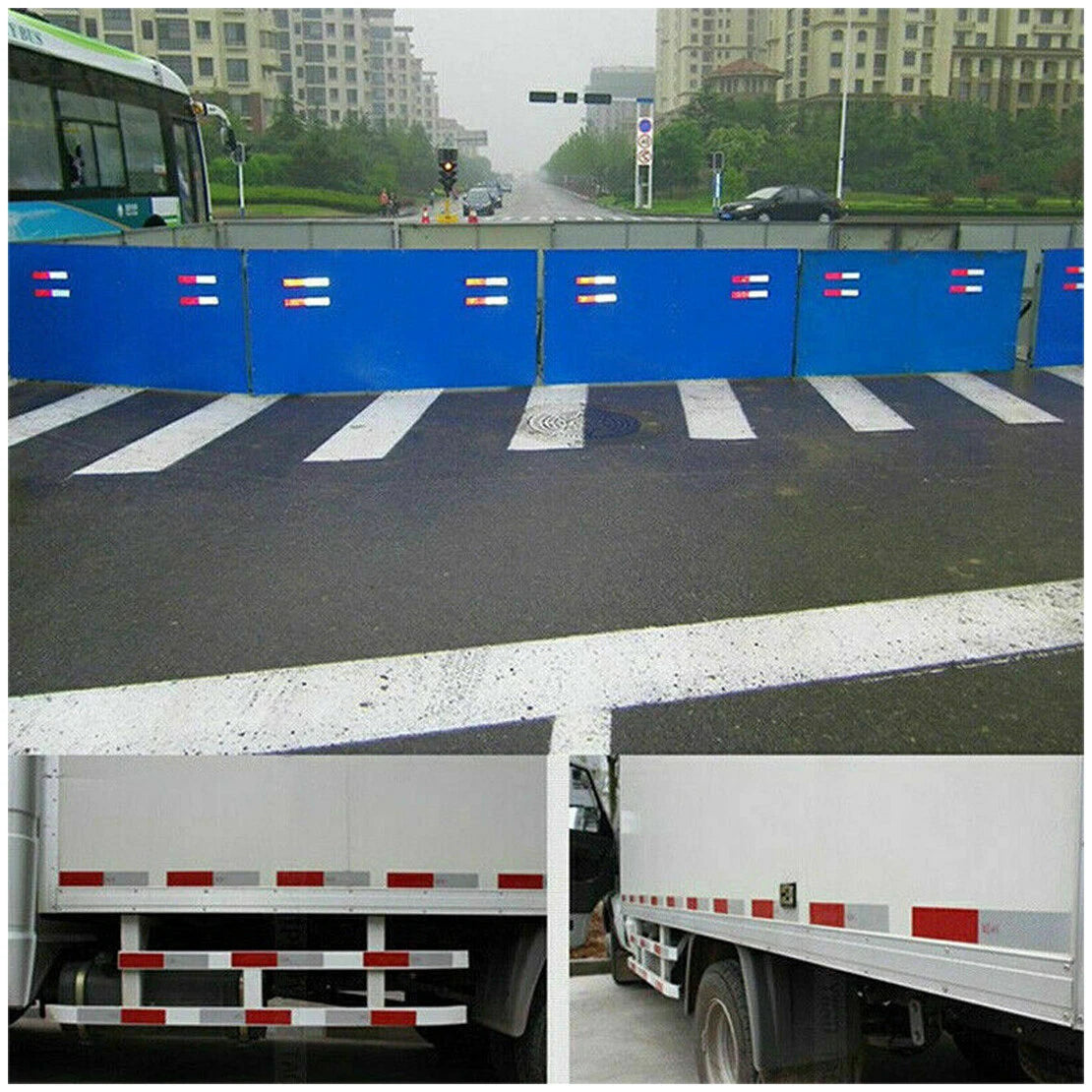 50pcs Reflective Safety Tape Red White Warning Sign for Vehicles