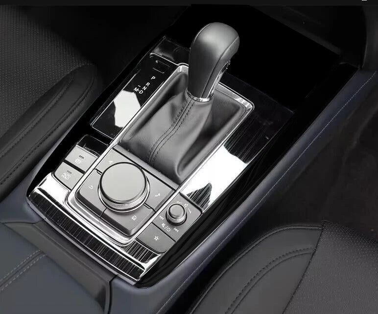 Black Metal Brushed Gear Shift Panel Bezel Trim for Mazda CX-30 (2020–2024)
