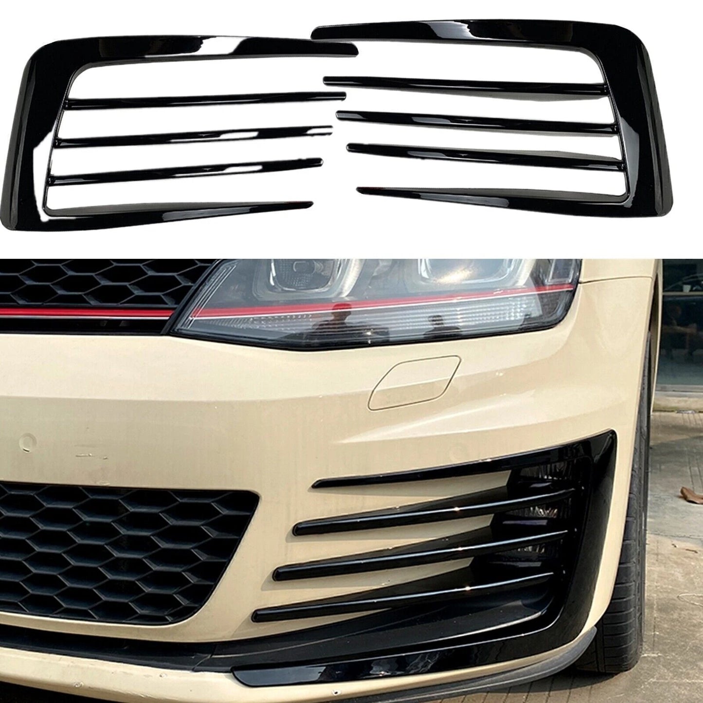 Fog Light Trim Cover for VW Golf 7 GTI (2013-2016) Gloss Black