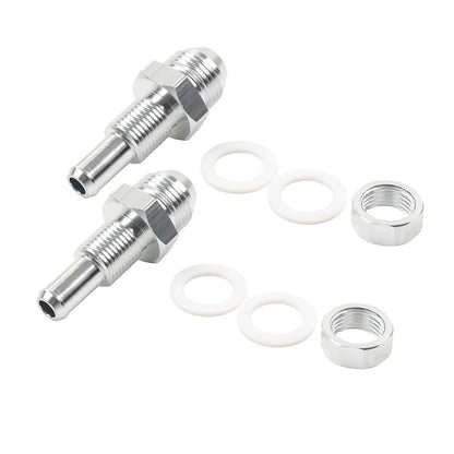 8AN Male Flare Bulkhead to 3/8" Hose Barb Fuel Tank Fittings (Universal) 2 Pcs
