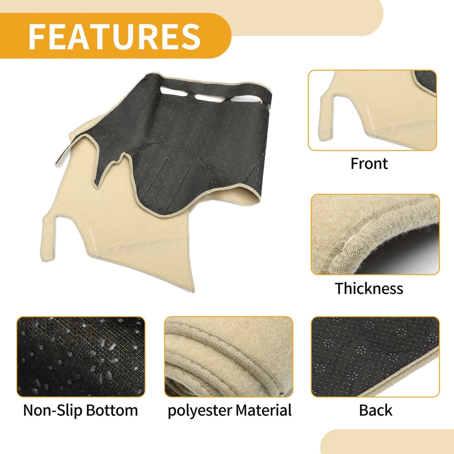 Dashboard Cover Mat for Ford Kuga 2015 Beige 1 Pc