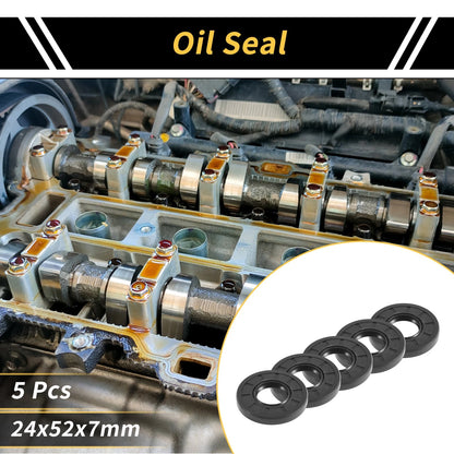Oil Seal 24x52x7mm 5 x Seal Ring Rotary Shaft NBR Rubber for Car