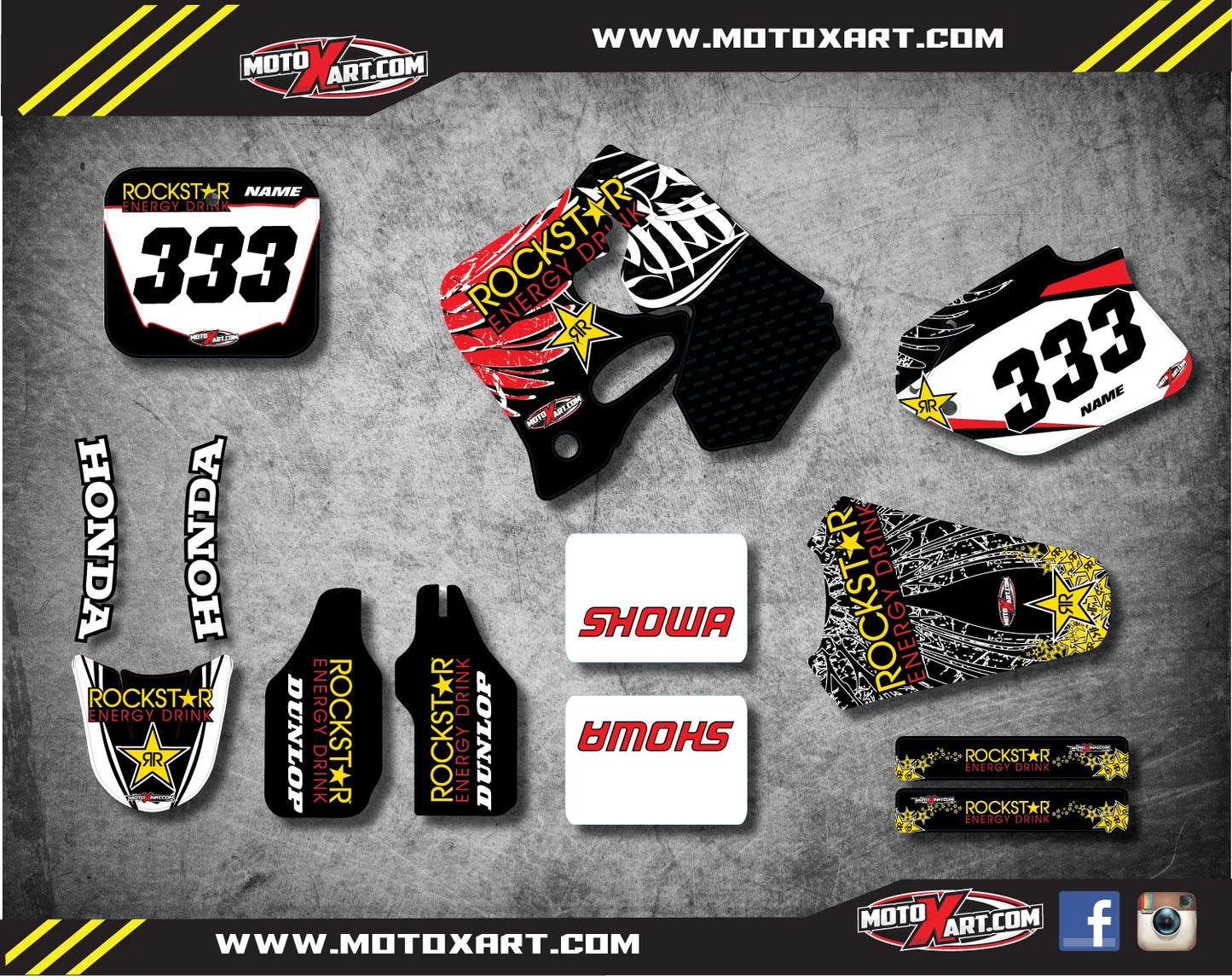 Custom Graphics Full Kit for Honda CR 125 (1993-1994) STAR Style Stickers