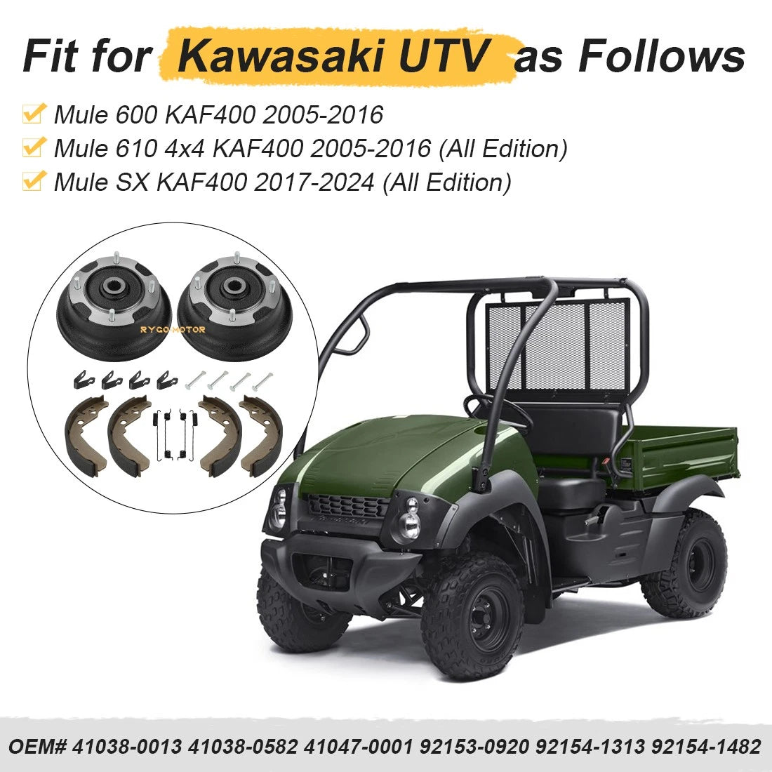 2 x Front Brake Drum W/Bolts & Shoes for Kawasaki Mule 600 610 SX