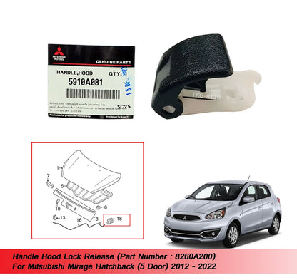 BonnetLock Release for Mitsubishi Mirage Hatchback (2012-2022)