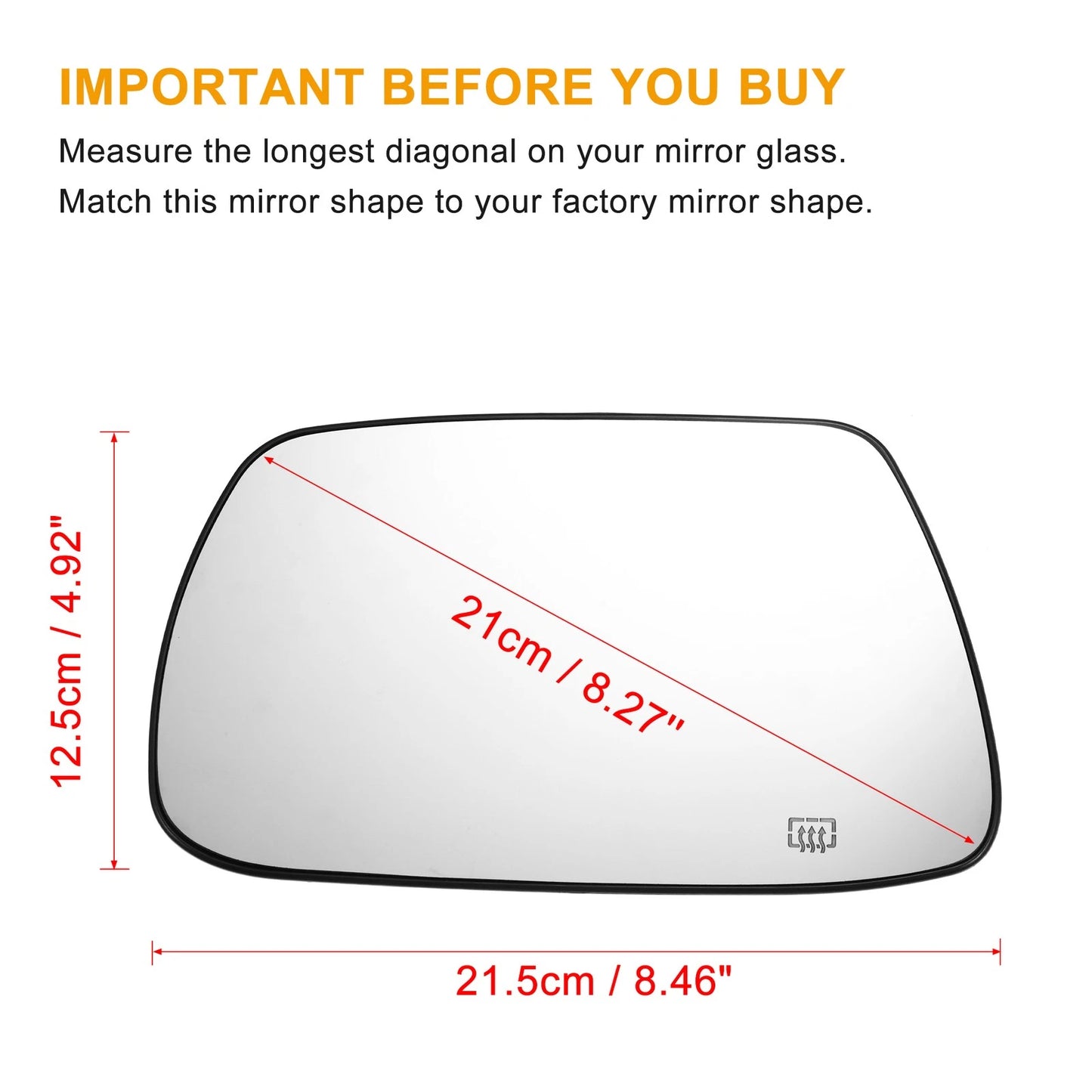 Heated Left Rearview Mirror Glass for Jeep Cherokee (2014-2023)