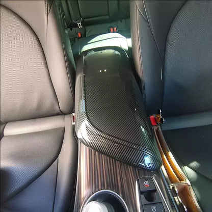 Carbon fiber armrest storage box cover trim for Toyota Camry (2018–2024)