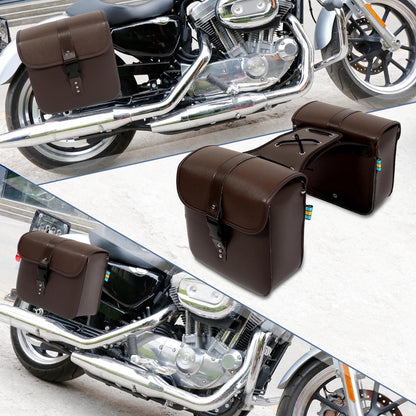 Pair Saddlebag Side Tool Bags Quick Release Buckles Brown for Motorcycle