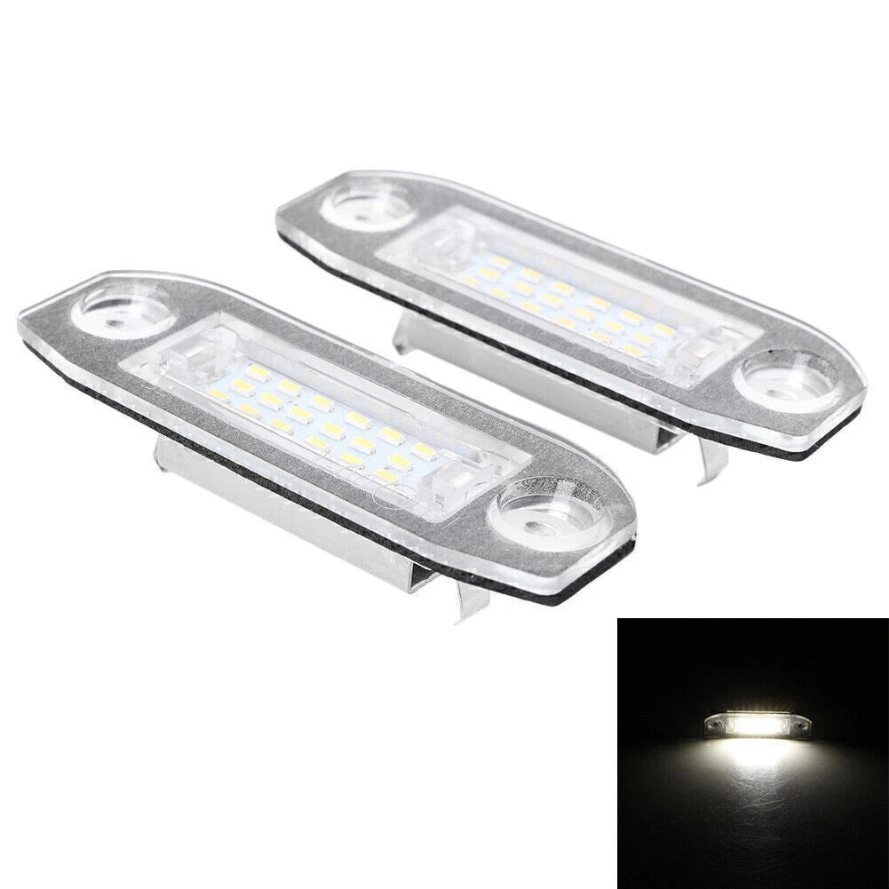 2 x White LED License Plate Lights for Volvo V70, CX60 (2000-2013)