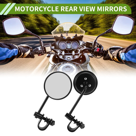 M10 Rear View Mirrors Round Black Metal Aluminum 1 x set for Make Model