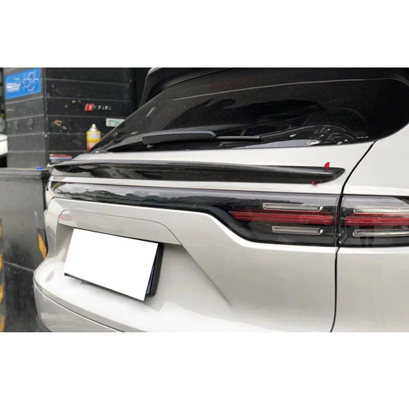 Real Carbon Fiber Rear Middle Trunk Spoiler Wing For Porsche Cayenne 2018-2022