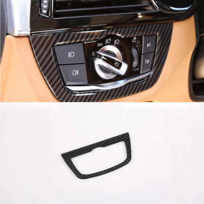 Front Headlight Switch Button Frame Cover Trim Carbon Fiber for BMW X3 (2018-2024)