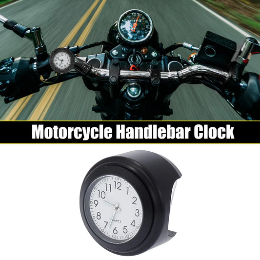 Handlebar Watch Clock Set 22-25mm 7/8" to 1" for Motorcycle Black White Panel