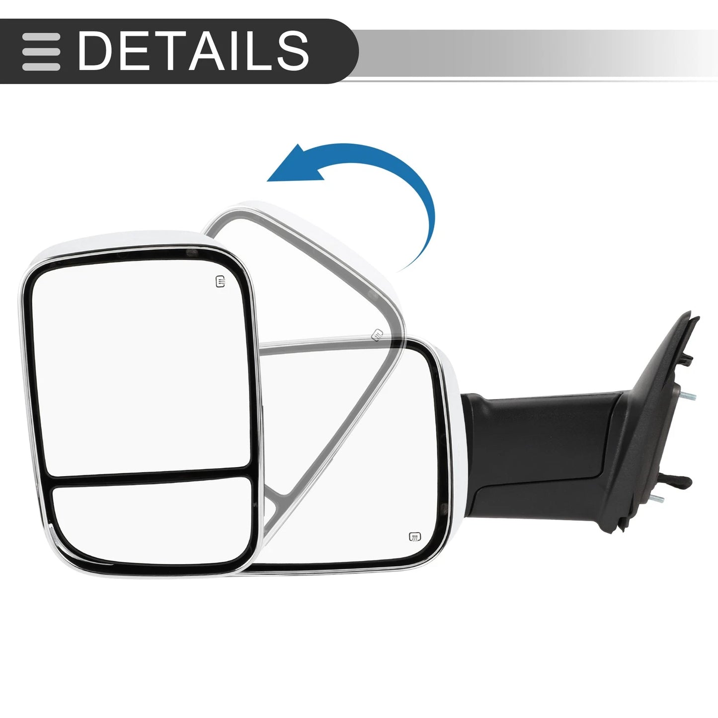 Tow Mirrors for Dodge Ram 1500 LED Turn Signal Light Silver Tone 1 Pair
