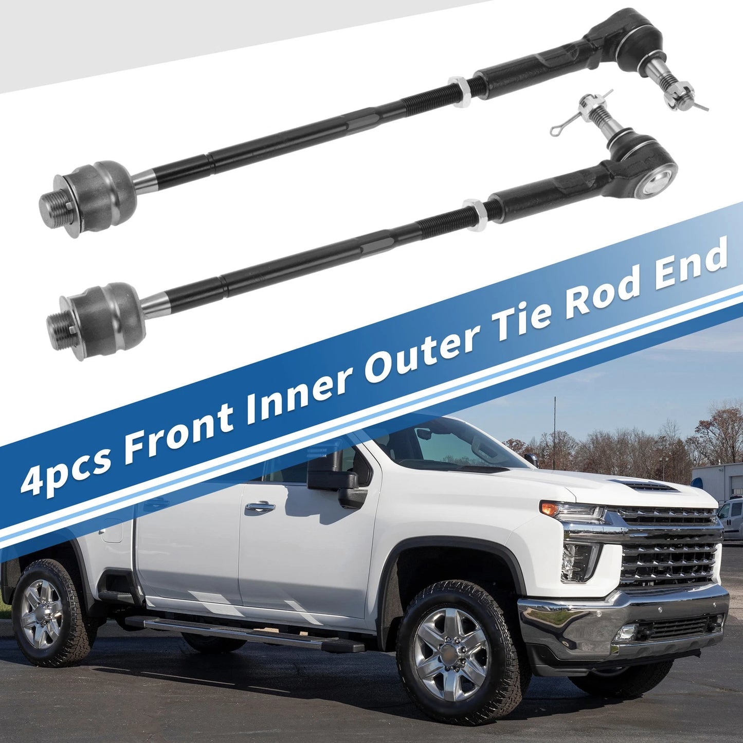 4x Front Inner Outer Tie Rod End Link for GMC Savana 1500 (2003-2014)