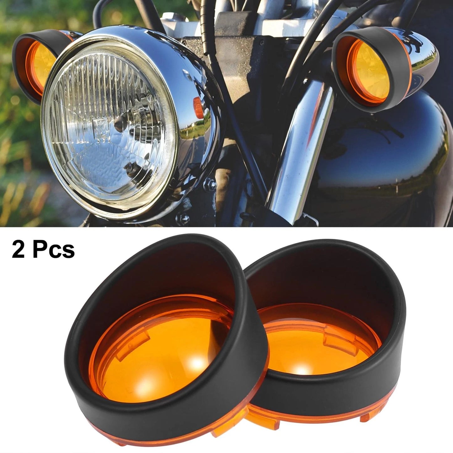 2 x Black Yellow Turn Signals Light Lens Covers for Harley-Davidson Touring