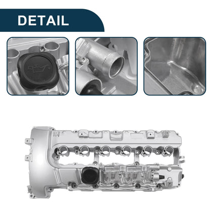 Engine Valve Cover with Gasket for BMW 135i (2008-2011) Silver Tone