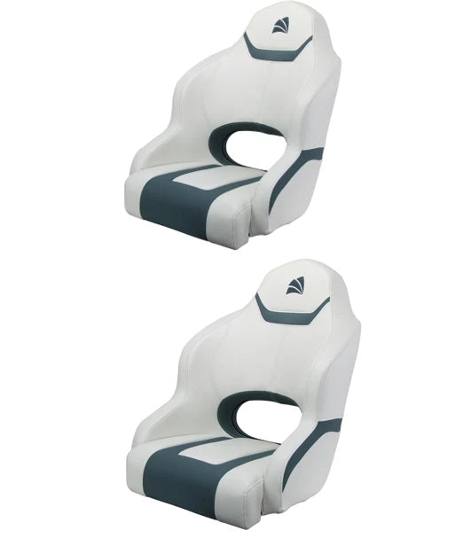 Boat Seat Relaxn Reef Series Sports Bucket Seat White/Gun Metal Grey x 2
