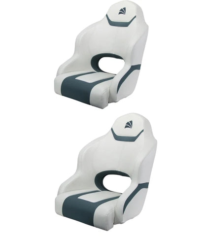 Boat Seat Relaxn Reef Series Sports Bucket Seat White/Gun Metal Grey x 2