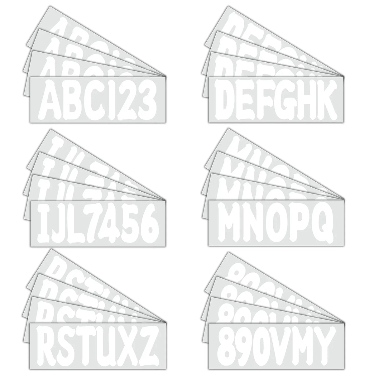 Custom Boat Registration Numbers Decals 4 Sets A-Z & 0-9 White