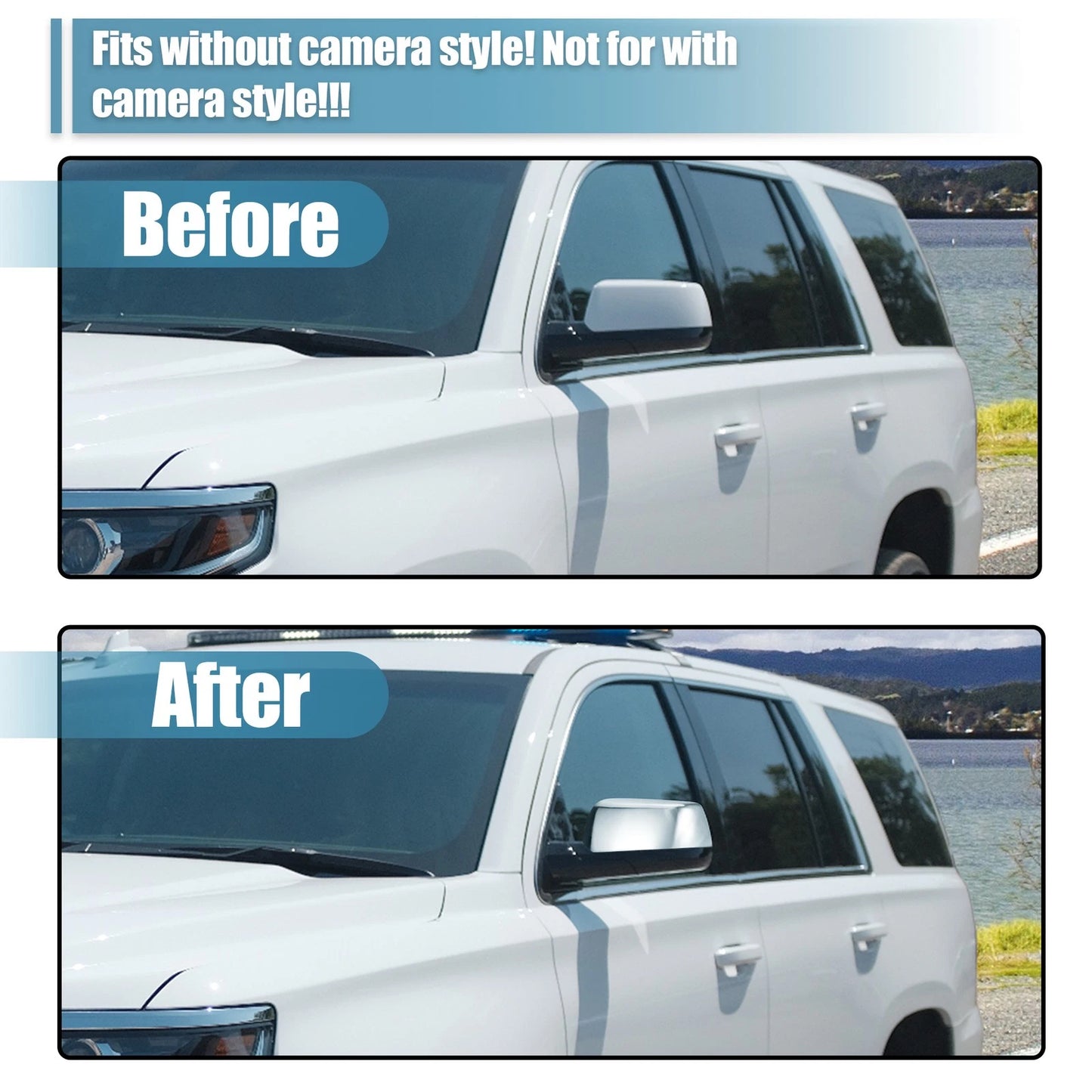 Chrome Plated Half Mirror Covers Cap for Chevy Suburban Tahoe GMC