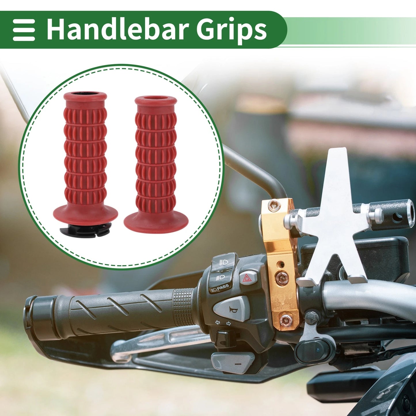 7/8" 22mm Hand Grips Cover Kit for Motorcycle Dark Red TPU