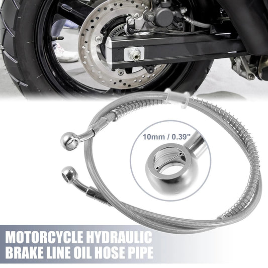 39.37" 10mm Motorcycle Hydraulic Brake Line Oil Hose Stainless Steel Silver Tone for Make Model