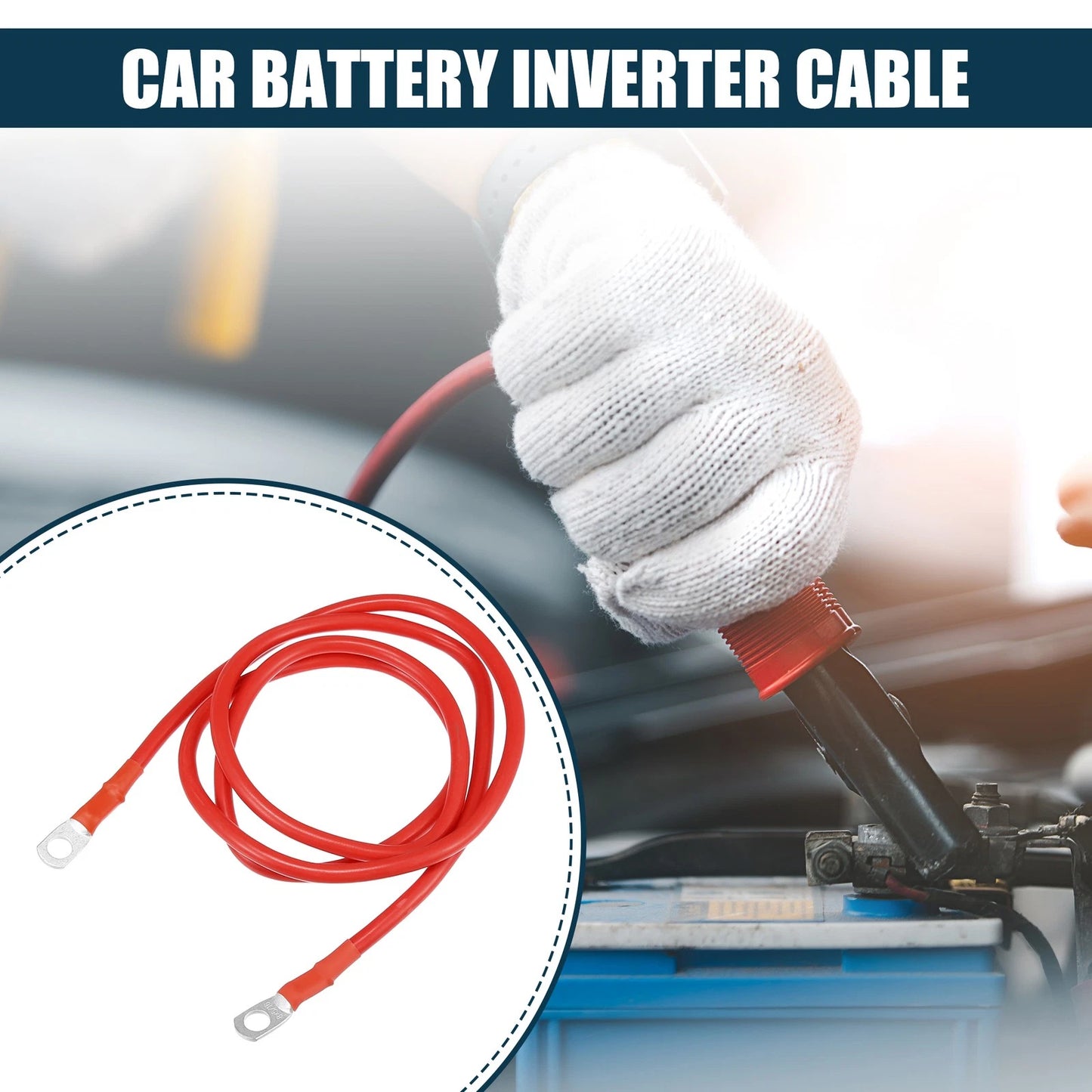 Cable 8AWG 4ft Marine Battery Inverter Copper Wire Red for Car 1 Pcs