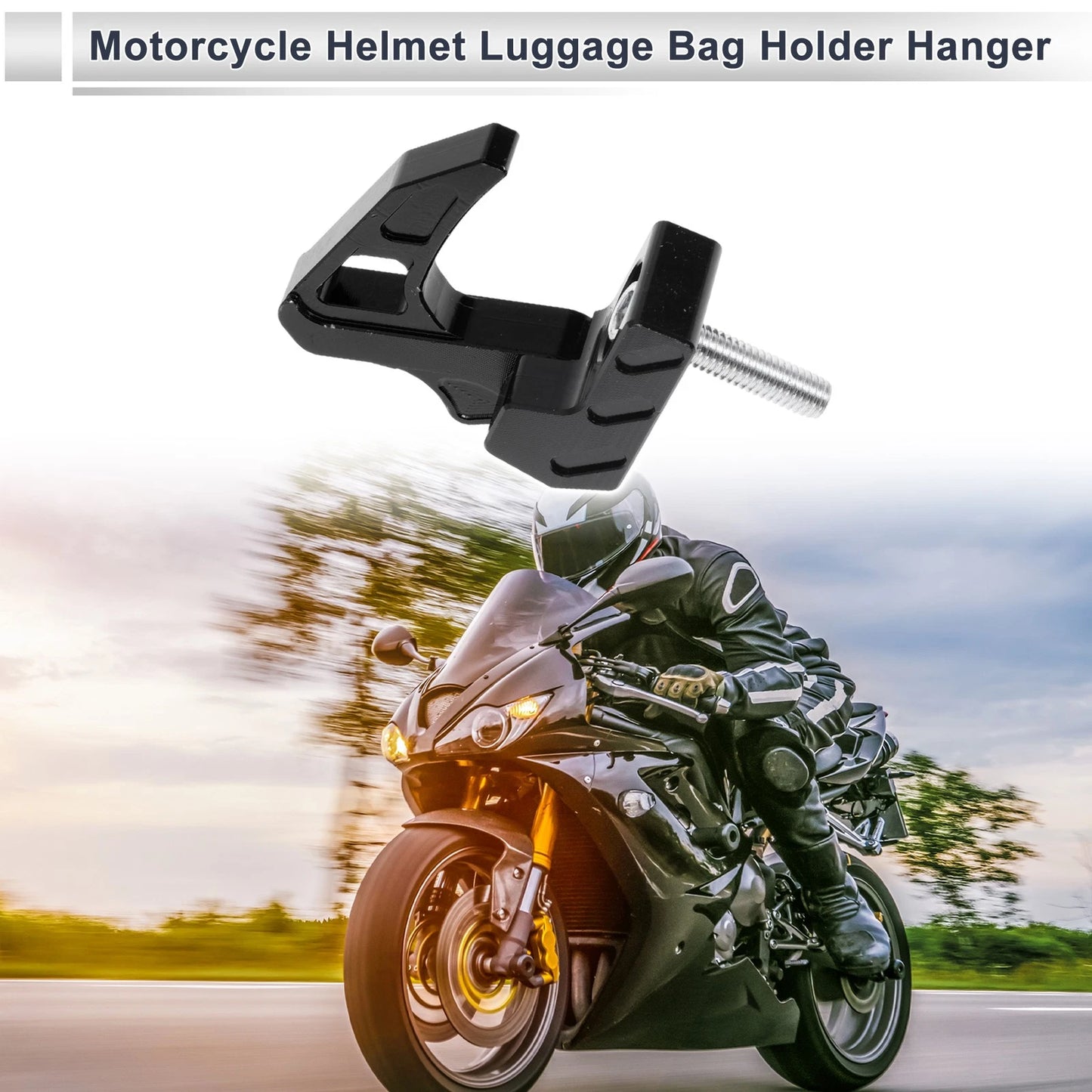Square Aluminum Alloy Motorcycle Hanging Hook 1 Set Black 50mm Length