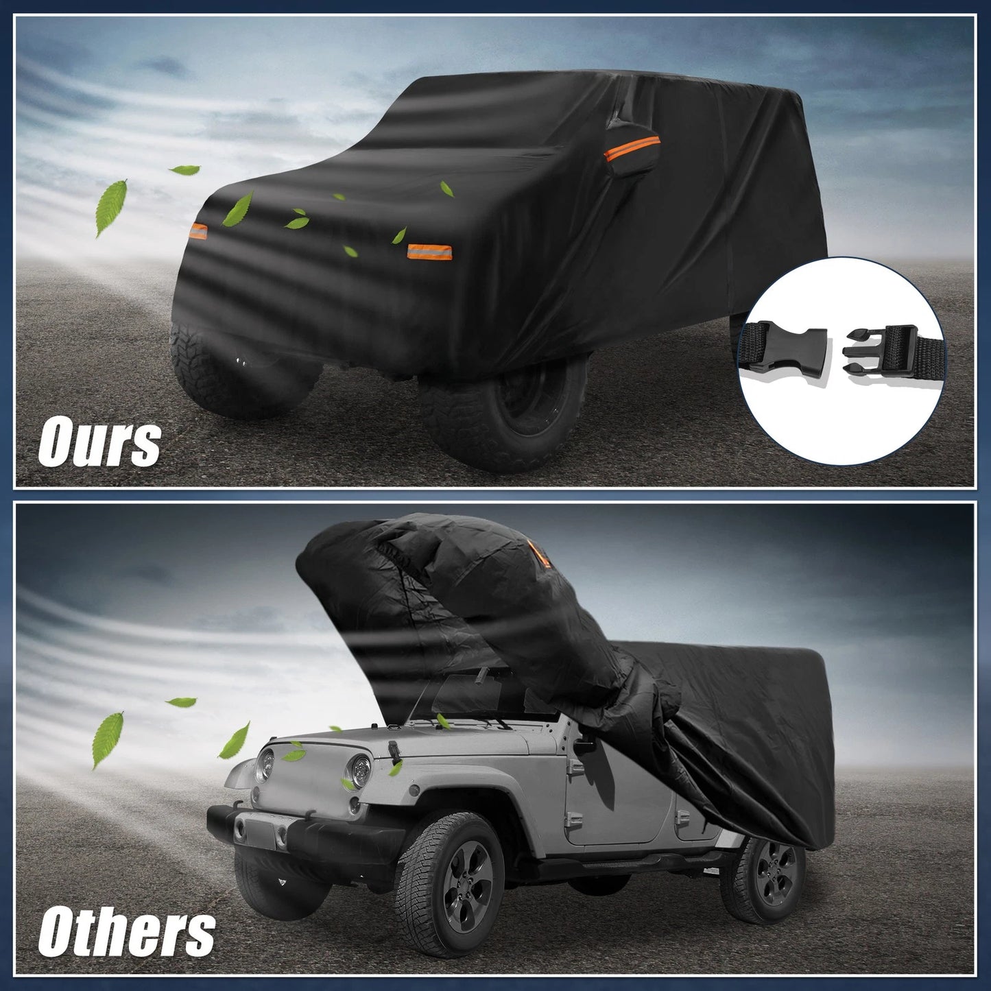Waterproof Aluminum Film Car Cover for Jeep Wrangler JK2 (2007-2017)