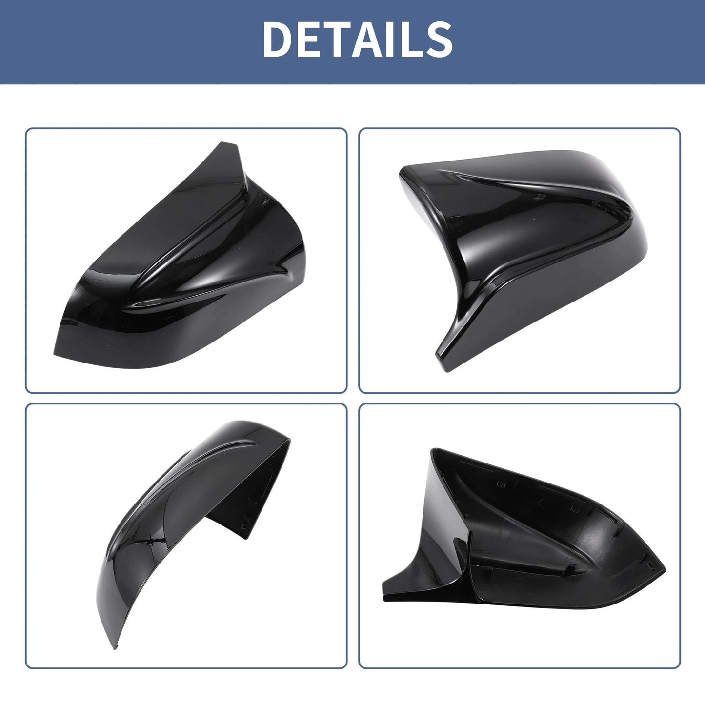 Gloss Black Left Right Mirror Cover Caps for Tesla Model 3 (2018-2024)