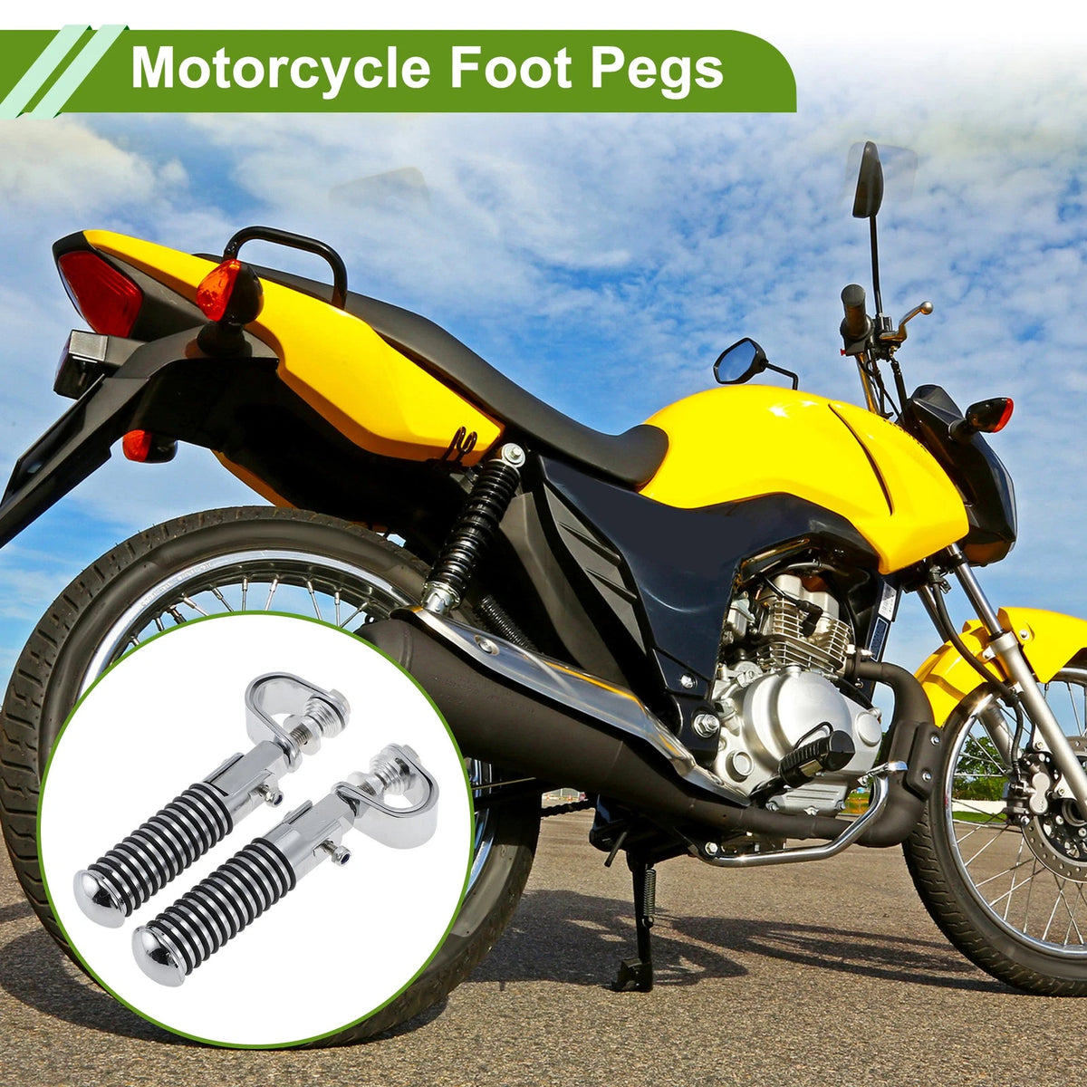 FootPegs 4.9" Rear Footrest Rubber Metal Silver Tone 2 x for Motorcycle